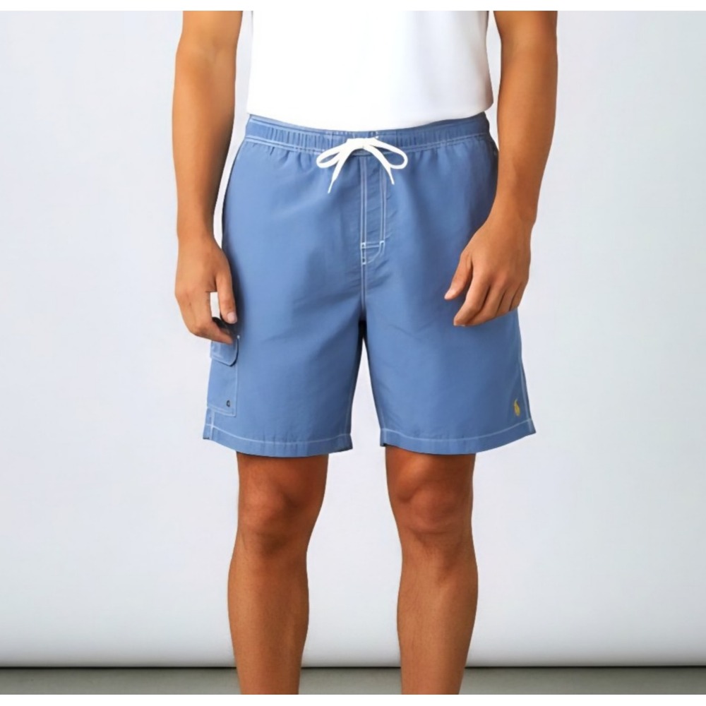 Polo Ralph Lauren Blue Cargo Board Shorts Swim Trunks Lined Men's Size L